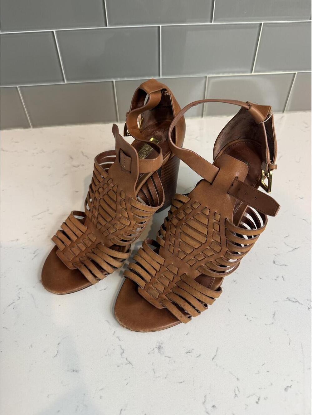 Rare Lauren Ralph Lauren Sample Tassel Mule Heels Black Leather Size 7B